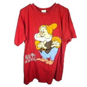 Vintage Walt Disney Snow White & The Seven Dwarves Happy Dwarf Sleep Shirt OS